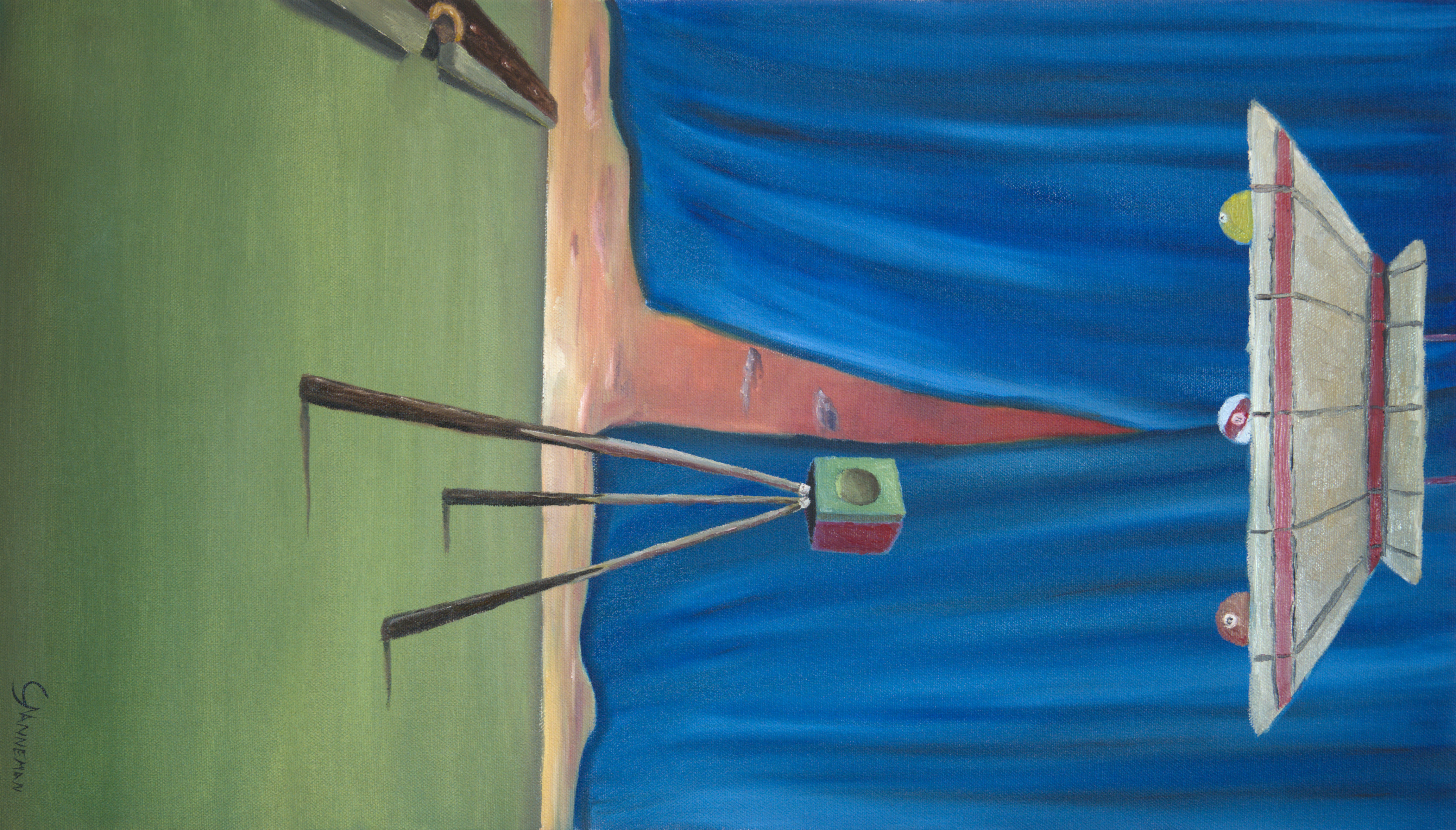 billiards — oil on canvas